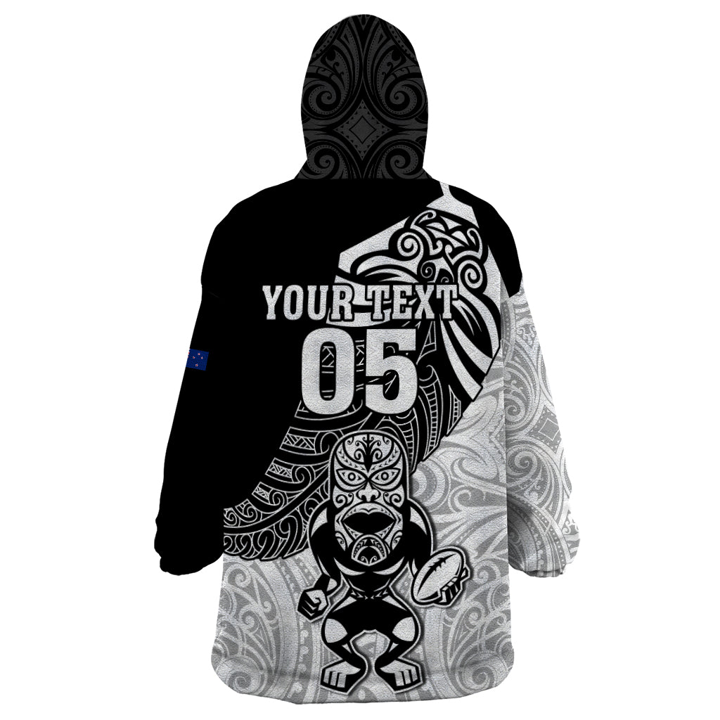 Custom New Zealand Fern Rugby Wearable Blanket Hoodie World Cup 2023 Go Aotearoa Maori Pattern LT05 - Polynesian Pride