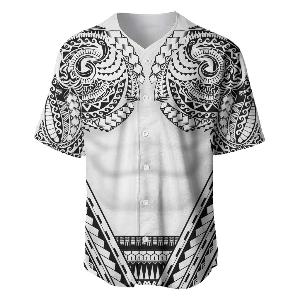 Polynesian Tattoo Inspired Cosplay Costume Baseball Jersey Tribal Warrior White - Polynesian Pride