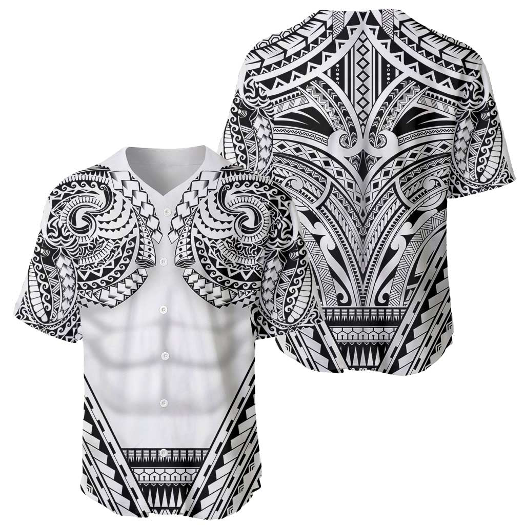 Polynesian Tattoo Inspired Cosplay Costume Baseball Jersey Tribal Warrior White - Polynesian Pride