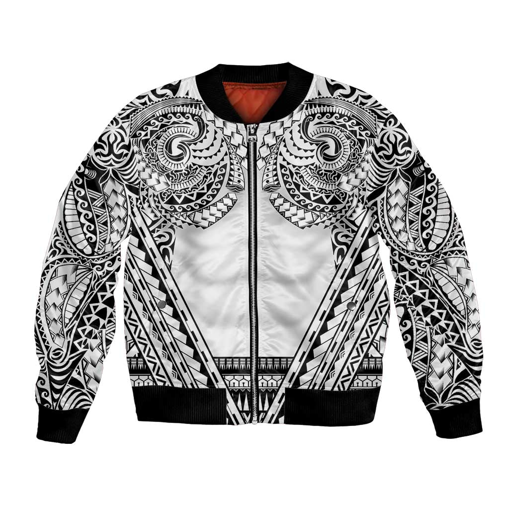 Polynesian Tattoo Inspired Cosplay Costume Bomber Jacket Tribal Warrior White LT05 Unisex White - Polynesian Pride
