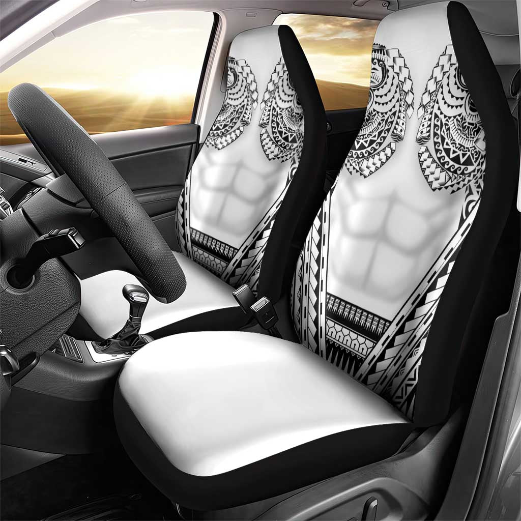 Polynesian Tattoo Inspired Cosplay Costume Car Seat Cover Tribal Warrior White - Polynesian Pride