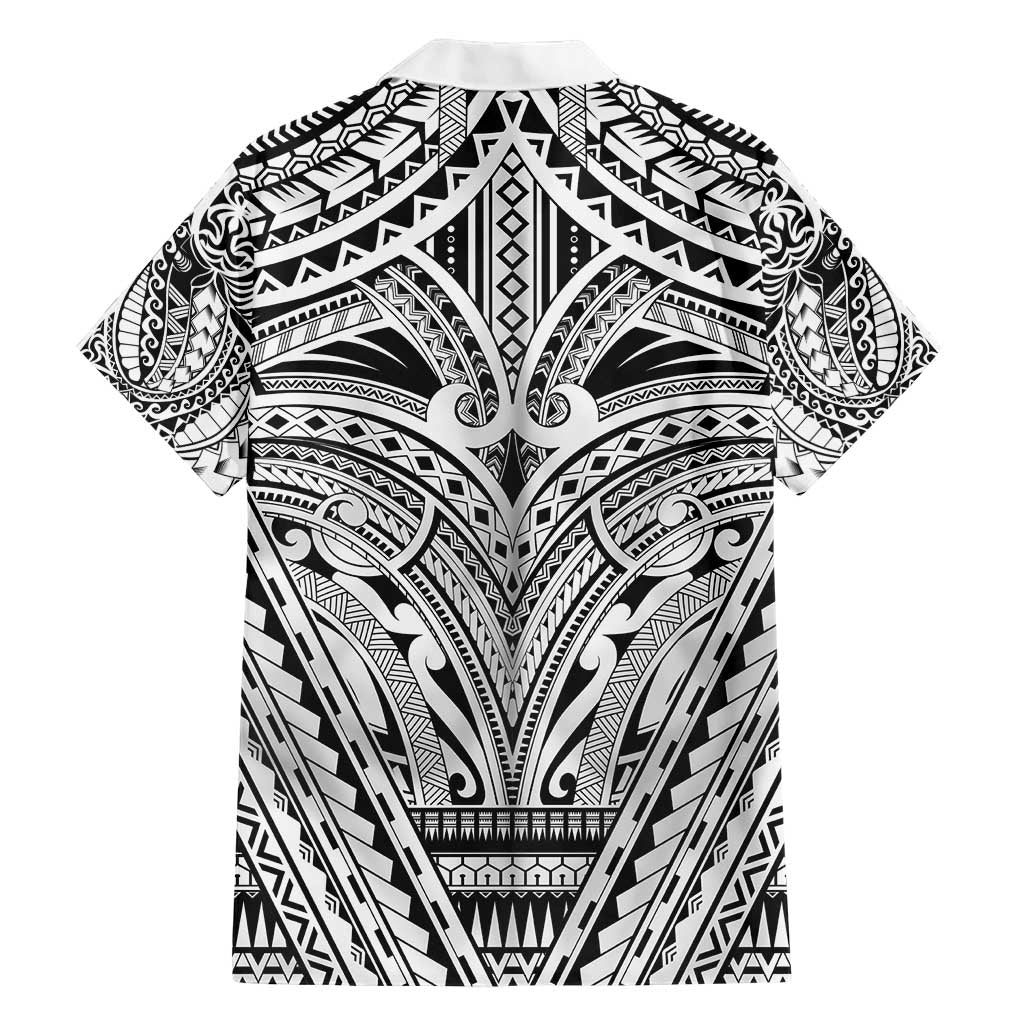 Polynesian Tattoo Inspired Cosplay Costume Hawaiian Shirt Tribal Warrior White - Polynesian Pride