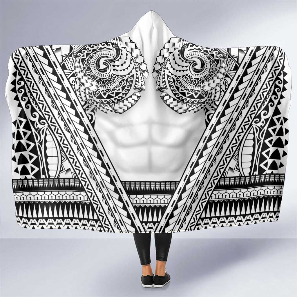 Polynesian Tattoo Inspired Cosplay Costume Hooded Blanket Tribal Warrior White - Polynesian Pride