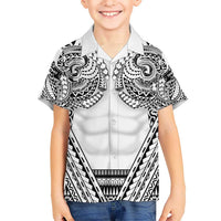 Polynesian Tattoo Inspired Cosplay Costume Kid Hawaiian Shirt Tribal Warrior White - Polynesian Pride