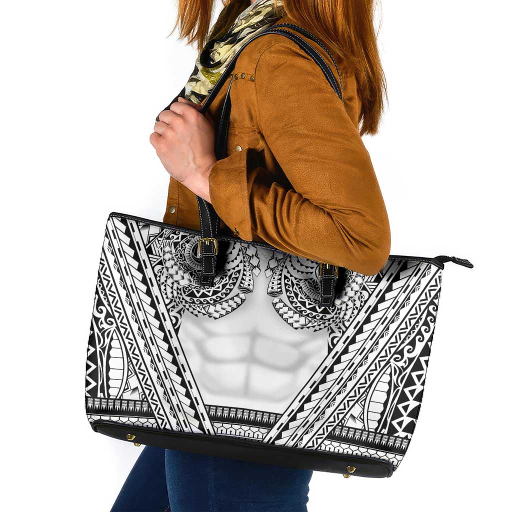 Polynesian Tattoo Inspired Cosplay Costume Leather Tote Bag Tribal Warrior White LT05 White - Polynesian Pride