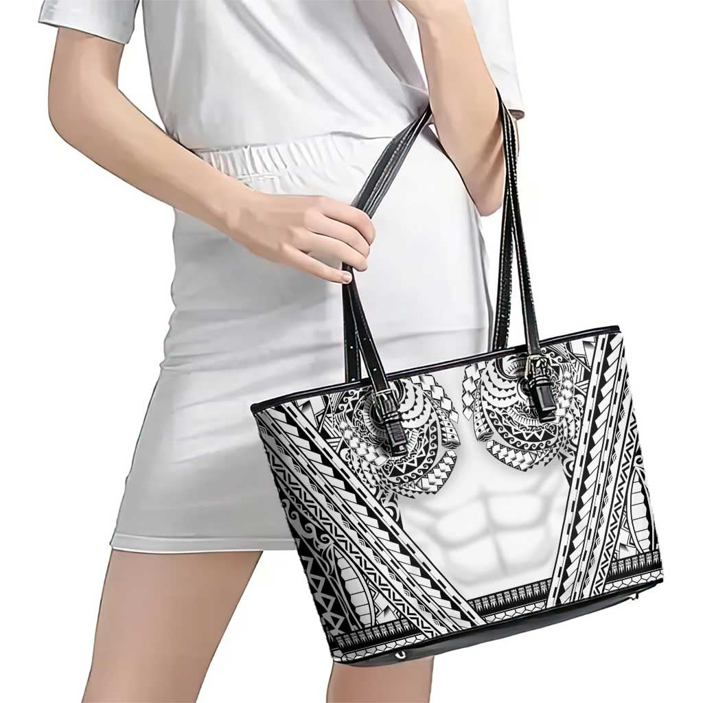 Polynesian Tattoo Inspired Cosplay Costume Leather Tote Bag Tribal Warrior White - Polynesian Pride