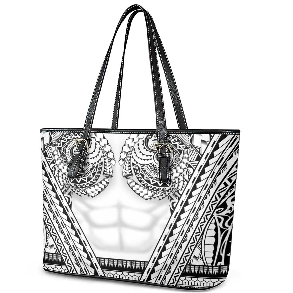Polynesian Tattoo Inspired Cosplay Costume Leather Tote Bag Tribal Warrior White - Polynesian Pride
