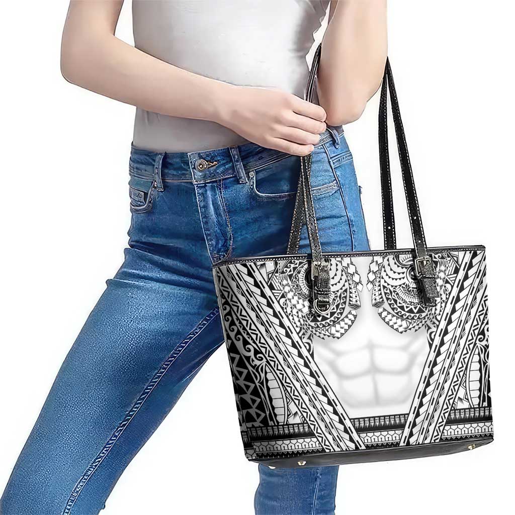Polynesian Tattoo Inspired Cosplay Costume Leather Tote Bag Tribal Warrior White - Polynesian Pride