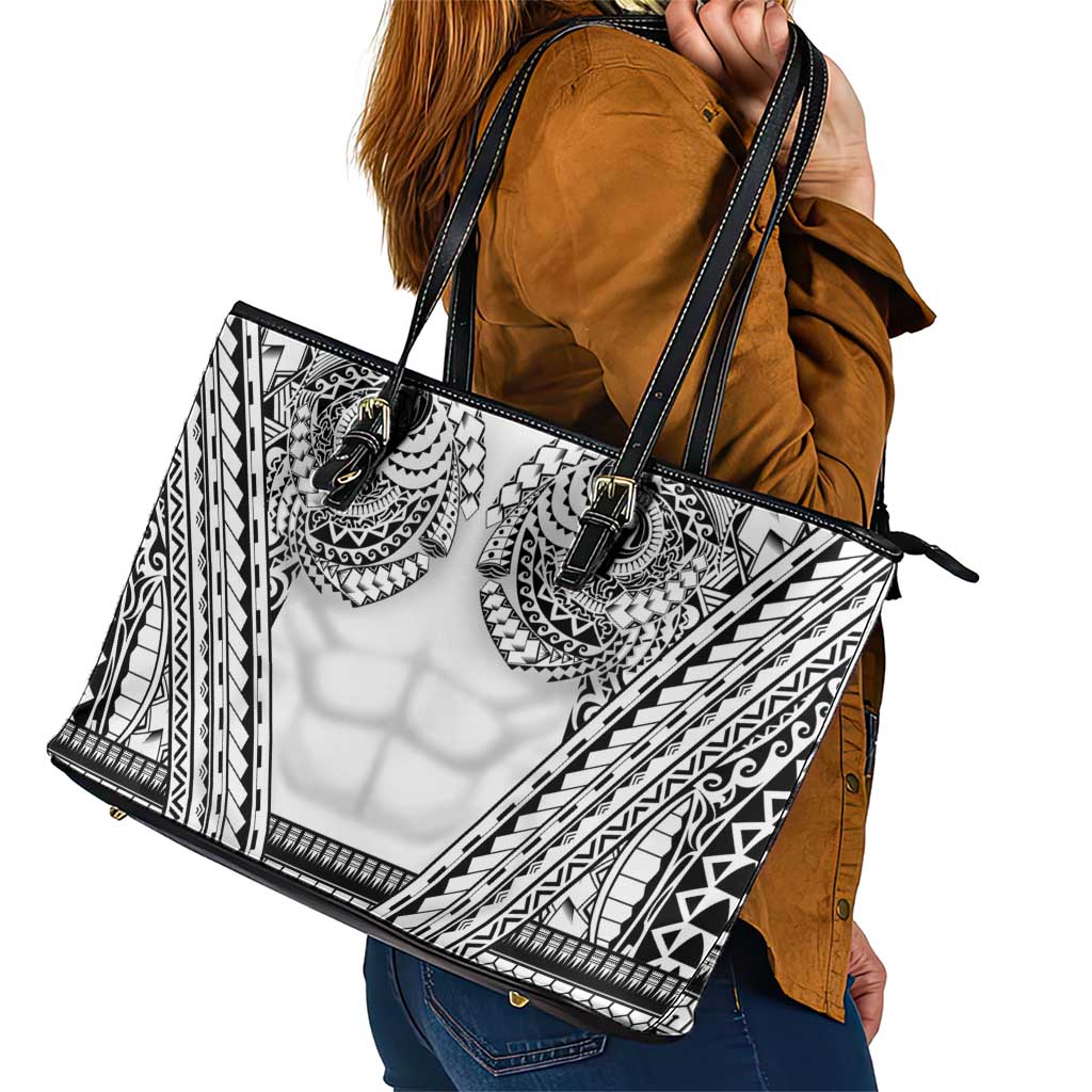 Polynesian Tattoo Inspired Cosplay Costume Leather Tote Bag Tribal Warrior White - Polynesian Pride