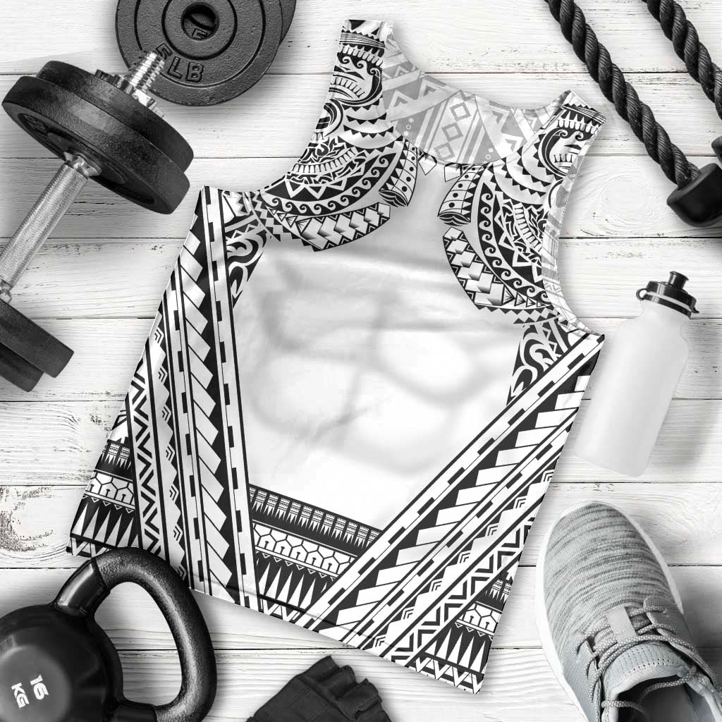 Polynesian Tattoo Inspired Cosplay Costume Men Tank Top Tribal Warrior White - Polynesian Pride