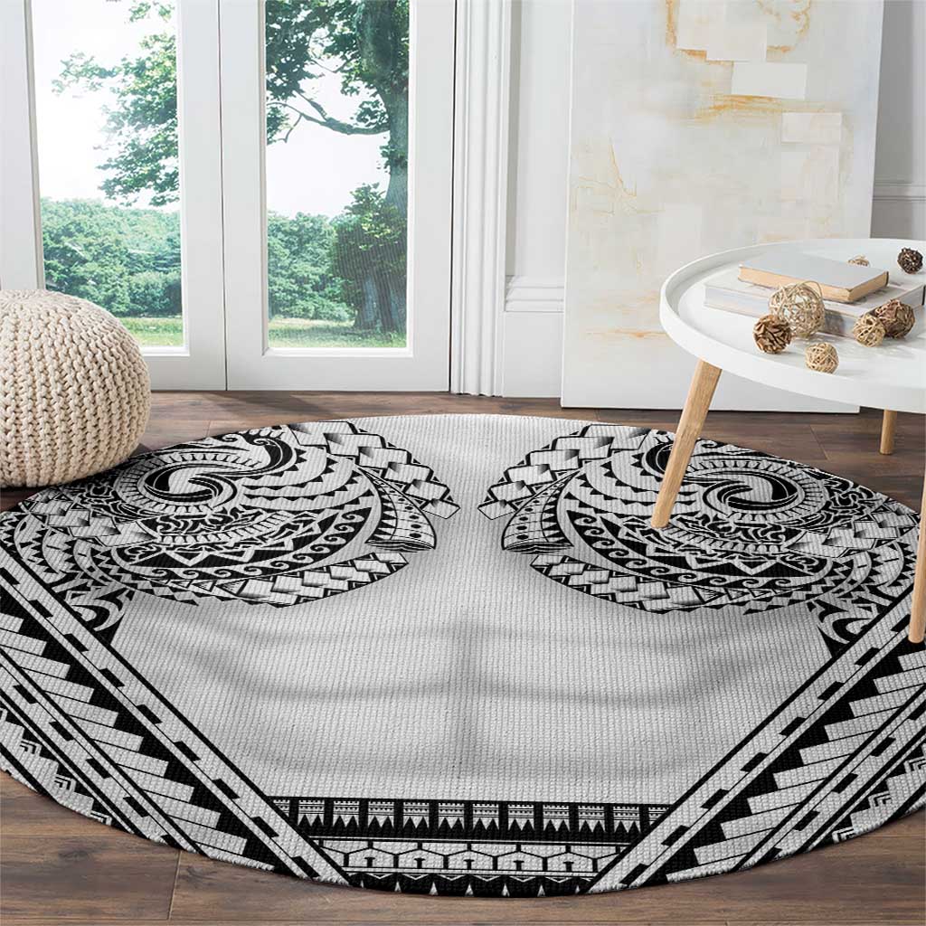 Polynesian Tattoo Inspired Cosplay Costume Round Carpet Tribal Warrior White - Polynesian Pride