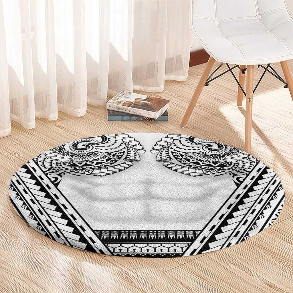 Polynesian Tattoo Inspired Cosplay Costume Round Carpet Tribal Warrior White - Polynesian Pride