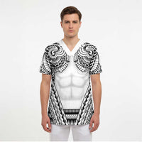 Polynesian Tattoo Inspired Cosplay Costume Scrub Top Tribal Warrior White - Polynesian Pride