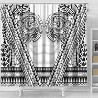 Polynesian Tattoo Inspired Cosplay Costume Shower Curtain Tribal Warrior White - Polynesian Pride