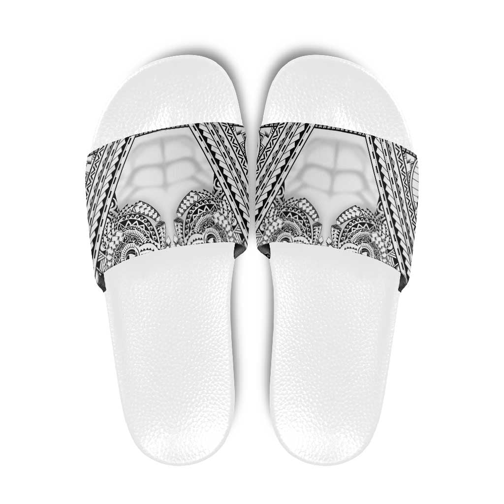 Polynesian Tattoo Inspired Cosplay Costume Slide Sandals Tribal Warrior White LT05 White - Polynesian Pride