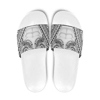 Polynesian Tattoo Inspired Cosplay Costume Slide Sandals Tribal Warrior White LT05 White - Polynesian Pride