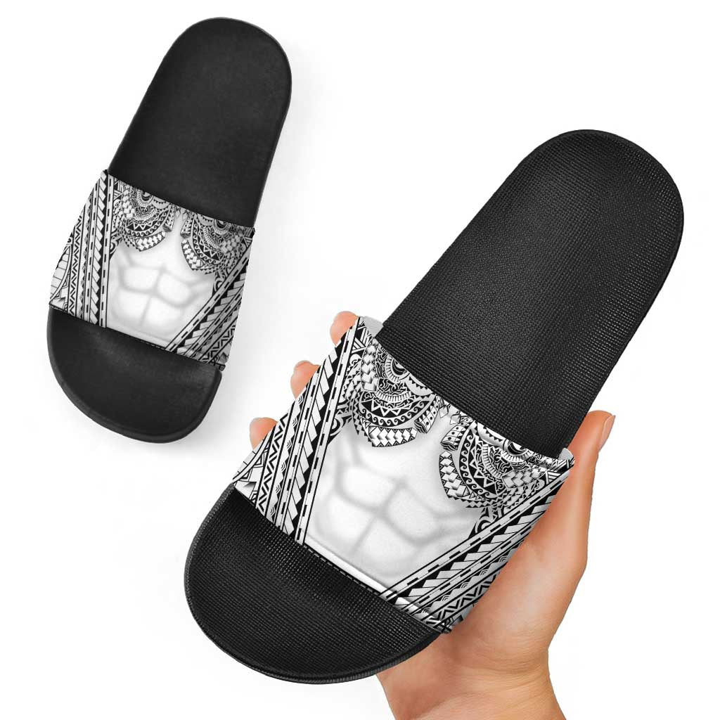 Polynesian Tattoo Inspired Cosplay Costume Slide Sandals Tribal Warrior White LT05 - Polynesian Pride