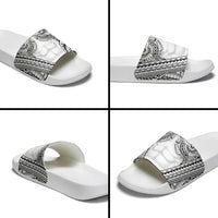 Polynesian Tattoo Inspired Cosplay Costume Slide Sandals Tribal Warrior White LT05 - Polynesian Pride