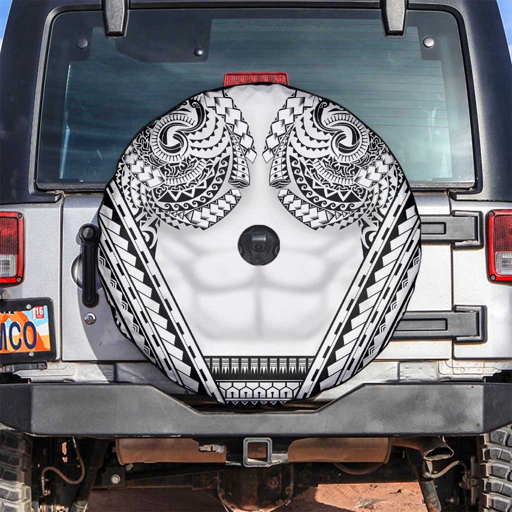 Polynesian Tattoo Inspired Cosplay Costume Spare Tire Cover Tribal Warrior White - Polynesian Pride