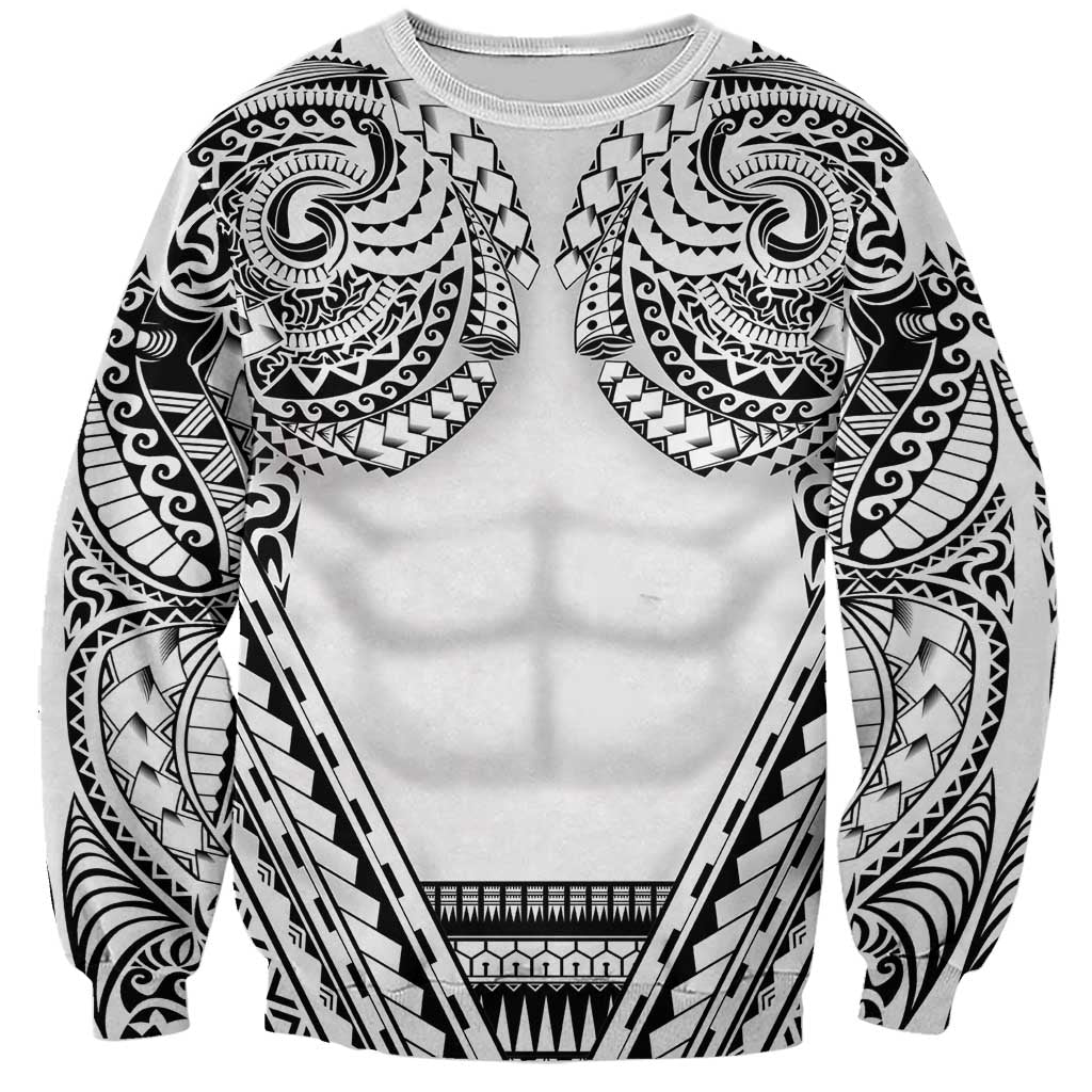 Polynesian Tattoo Inspired Cosplay Costume Sweatshirt Tribal Warrior White LT05 Unisex White - Polynesian Pride
