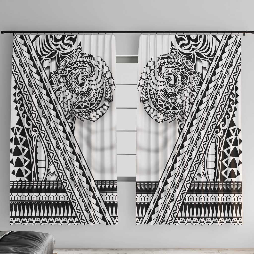 Polynesian Tattoo Inspired Cosplay Costume Window Curtain Tribal Warrior White LT05 With Hooks White - Polynesian Pride
