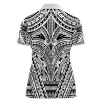 Polynesian Tattoo Inspired Cosplay Costume Women Polo Shirt Tribal Warrior White - Polynesian Pride