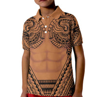 Polynesian Tattoo Inspired Cosplay Costume Kid Polo Shirt Tribal Warrior - Polynesian Pride