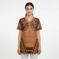 Polynesian Tattoo Inspired Cosplay Costume Scrub Top Tribal Warrior - Polynesian Pride