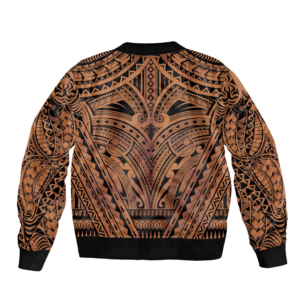 Polynesian Tattoo Inspired Cosplay Costume Sleeve Zip Bomber Jacket Tribal Warrior - Polynesian Pride