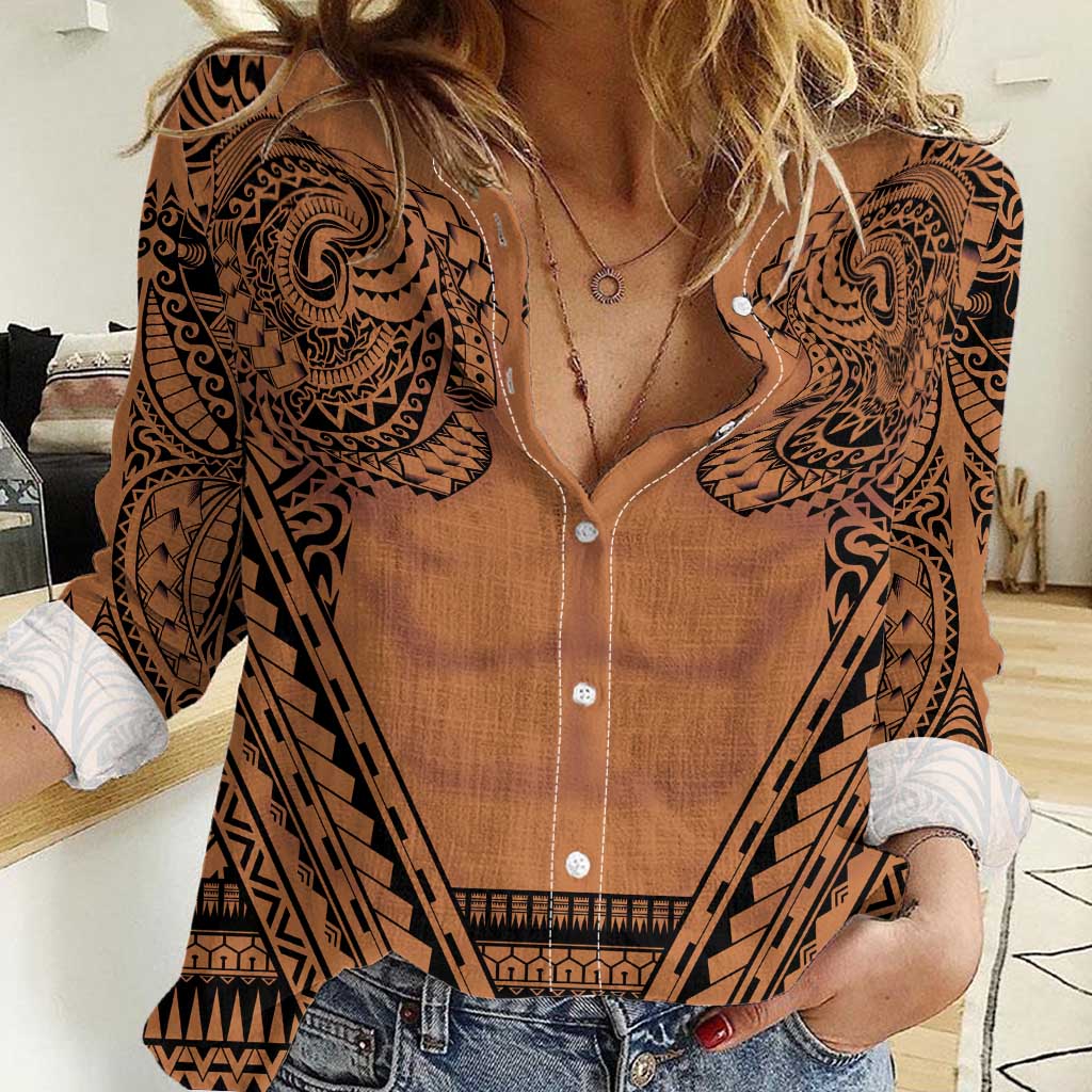 Polynesian Tattoo Inspired Cosplay Costume Women Casual Shirt Tribal Warrior - Polynesian Pride