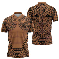 Polynesian Tattoo Inspired Cosplay Costume Zipper Polo Shirt Tribal Warrior - Polynesian Pride