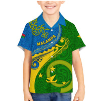 Malampa Day Family Matching Mermaid Dress and Hawaiian Shirt Sand Drawing Vanuatuan Pattern LT05 Son's Shirt Green - Polynesian Pride