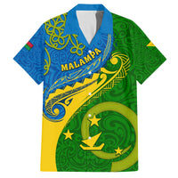 Malampa Day Family Matching Off Shoulder Maxi Dress and Hawaiian Shirt Sand Drawing Vanuatuan Pattern LT05 Dad's Shirt - Short Sleeve Green - Polynesian Pride