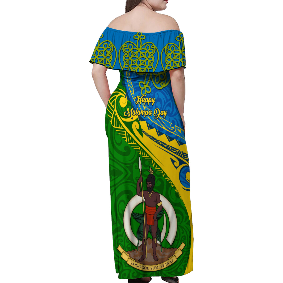 Malampa Day Family Matching Off Shoulder Maxi Dress and Hawaiian Shirt Sand Drawing Vanuatuan Pattern LT05 - Polynesian Pride