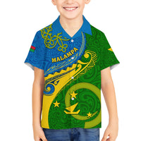 Malampa Day Family Matching Off Shoulder Maxi Dress and Hawaiian Shirt Sand Drawing Vanuatuan Pattern LT05 Son's Shirt Green - Polynesian Pride