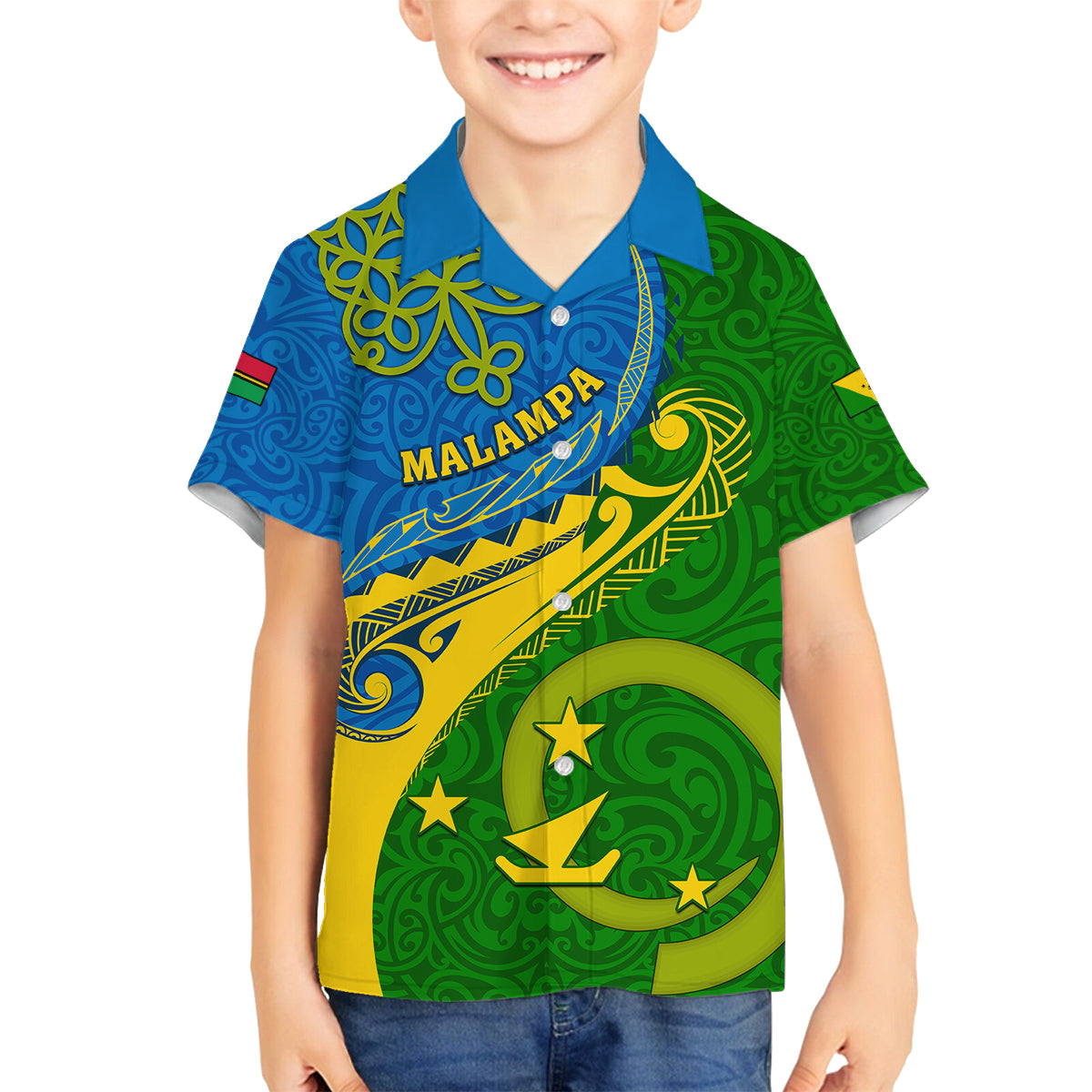 Malampa Day Family Matching Tank Maxi Dress and Hawaiian Shirt Sand Drawing Vanuatuan Pattern LT05 Son's Shirt Green - Polynesian Pride