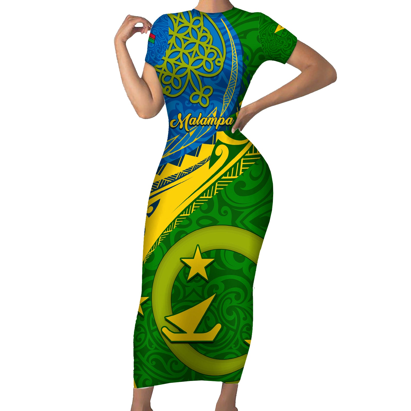 malampa-day-short-sleeve-bodycon-dress-sand-drawing-vanuatuan-pattern