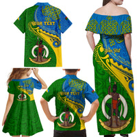 Personalized Malampa Day Family Matching Off Shoulder Maxi Dress and Hawaiian Shirt Sand Drawing Vanuatuan Pattern LT05 - Polynesian Pride
