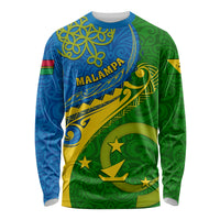 Personalized Malampa Day Long Sleeve Shirt Sand Drawing Vanuatuan Pattern LT05 Unisex Green - Polynesian Pride