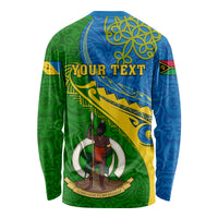 Personalized Malampa Day Long Sleeve Shirt Sand Drawing Vanuatuan Pattern LT05 - Polynesian Pride