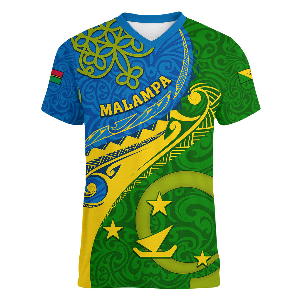personalized-malampa-day-women-v-neck-t-shirt-sand-drawing-vanuatuan-pattern