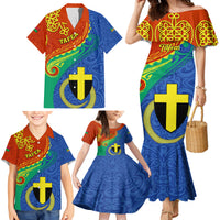 Tafea Day Family Matching Mermaid Dress and Hawaiian Shirt Sand Drawing Vanuatuan Pattern LT05 - Polynesian Pride