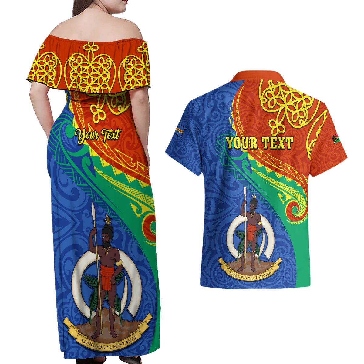personalized-tafea-day-couples-matching-off-shoulder-maxi-dress-and-hawaiian-shirt-sand-drawing-vanuatuan-pattern