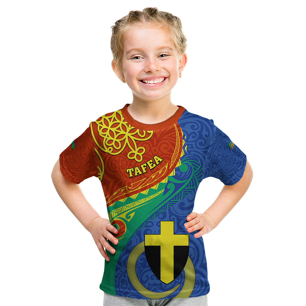 Personalized Tafea Day Kid T Shirt Sand Drawing Vanuatuan Pattern LT05 Blue - Polynesian Pride