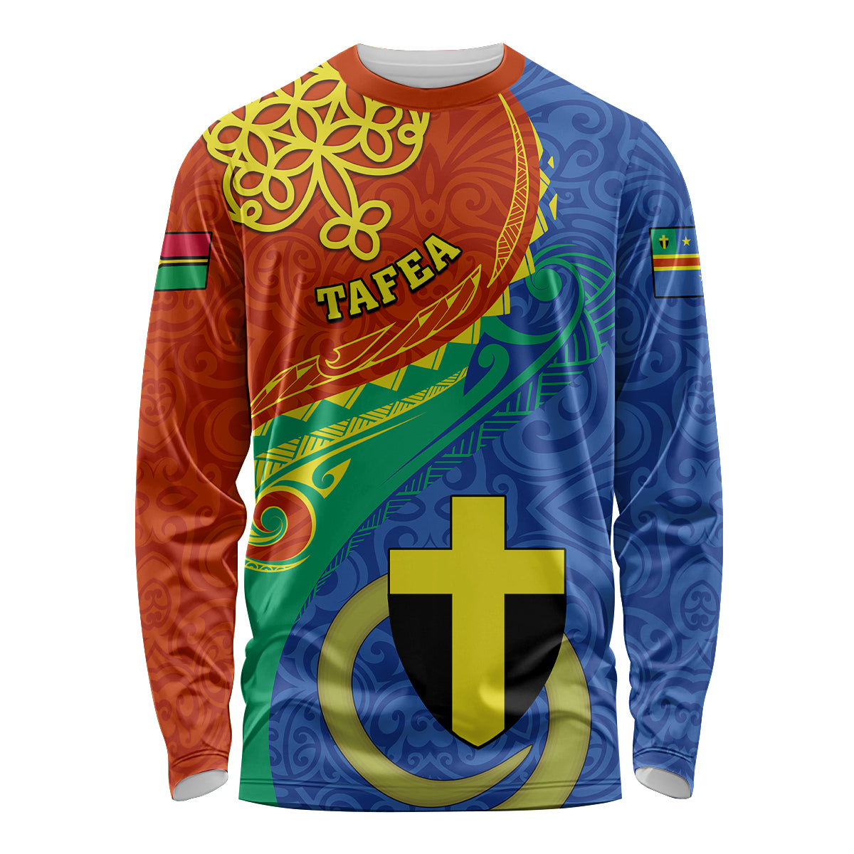 Personalized Tafea Day Long Sleeve Shirt Sand Drawing Vanuatuan Pattern LT05 Unisex Blue - Polynesian Pride