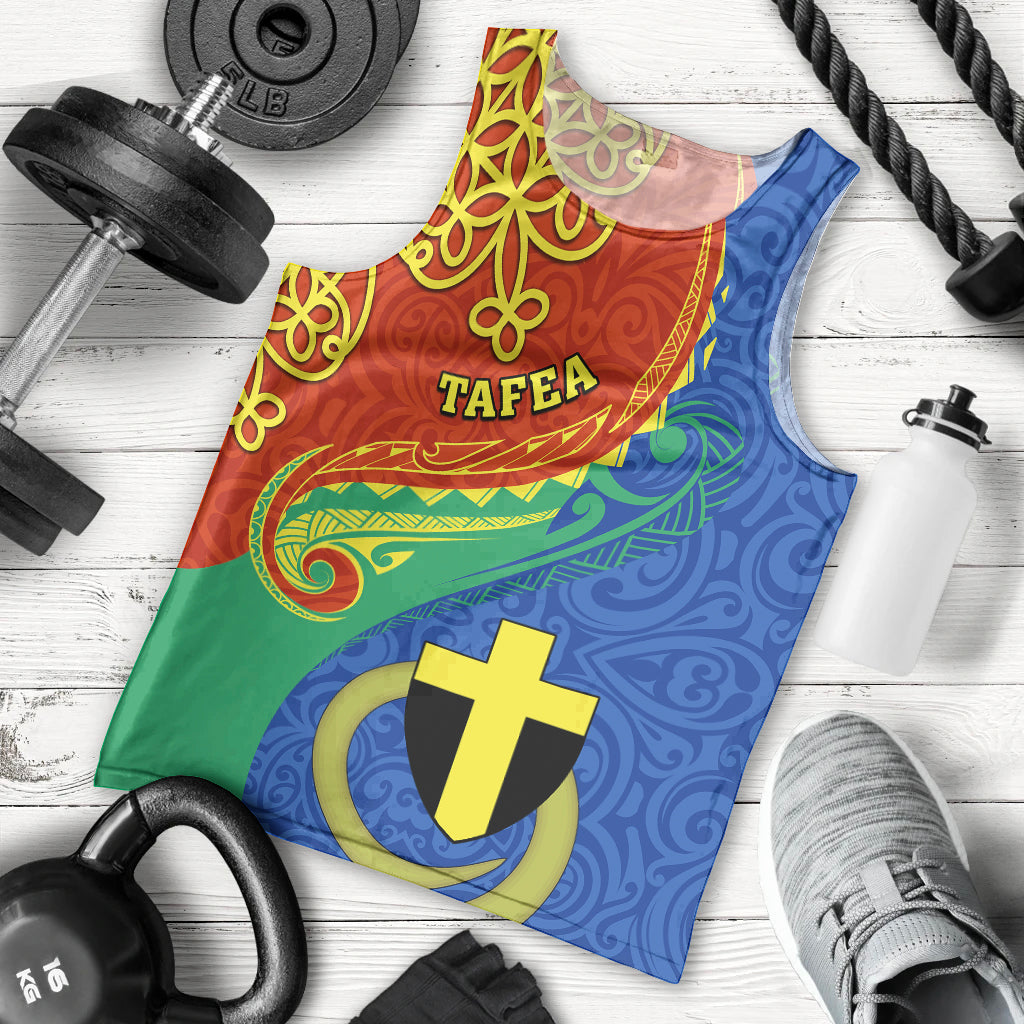 Personalized Tafea Day Men Tank Top Sand Drawing Vanuatuan Pattern LT05 Blue - Polynesian Pride