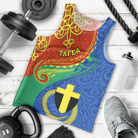 Personalized Tafea Day Men Tank Top Sand Drawing Vanuatuan Pattern LT05 Blue - Polynesian Pride