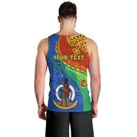 Personalized Tafea Day Men Tank Top Sand Drawing Vanuatuan Pattern LT05 - Polynesian Pride