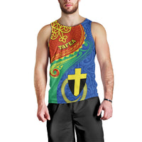 Personalized Tafea Day Men Tank Top Sand Drawing Vanuatuan Pattern LT05 - Polynesian Pride