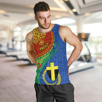 Personalized Tafea Day Men Tank Top Sand Drawing Vanuatuan Pattern LT05 - Polynesian Pride